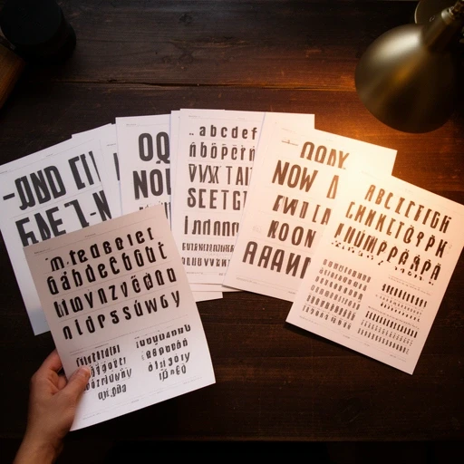 Font specimens printed on paper